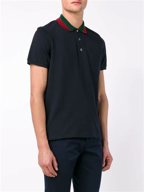 gucci black collar shirt|gucci navy striped polo shirt.